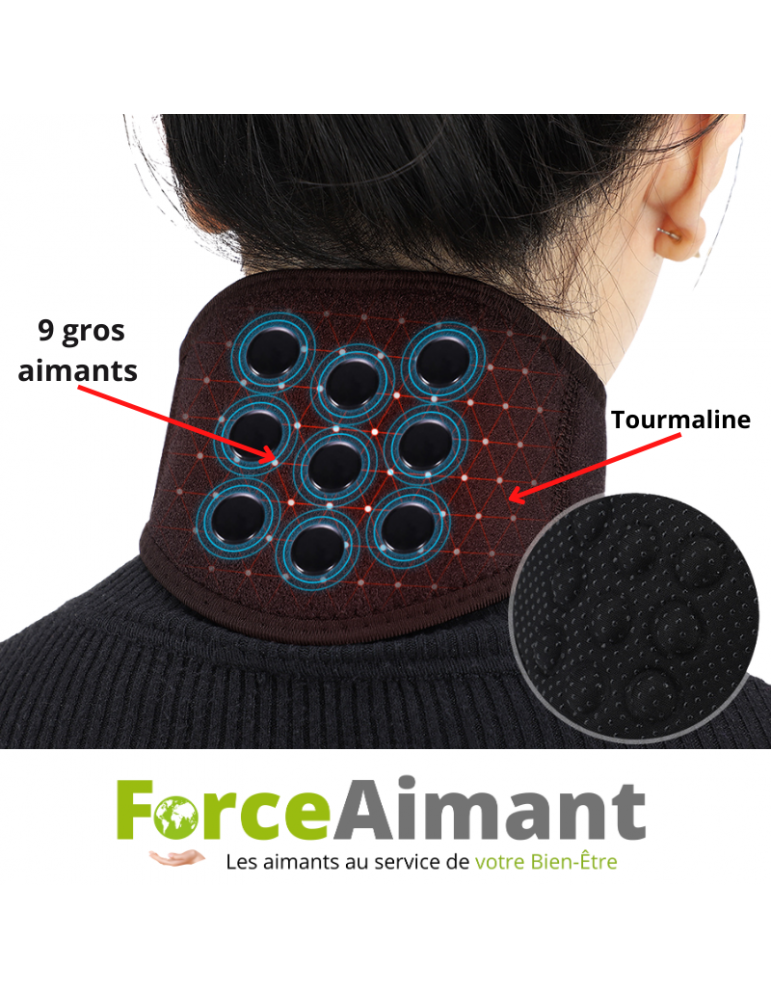 Collier  cervical magnétique 9 aimants