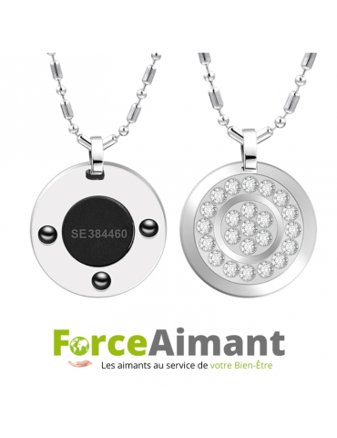 Collier avec pendentif Pierre de lave et germanium rond