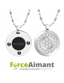 Collier avec pendentif Pierre de lave et germanium rond