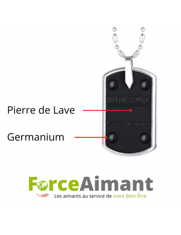 Collier pendentif pierre de lave et germanium