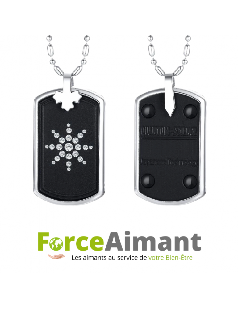 Collier pendentif pierre de lave et germanium