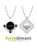 Collier avec pendentif Pierre de Lave et germanium carré