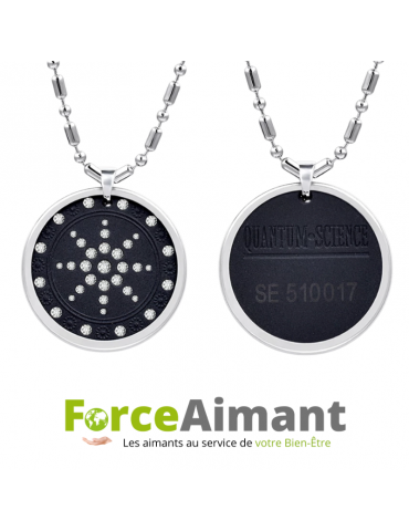 Collier pendentif Pierre de Lave et strass