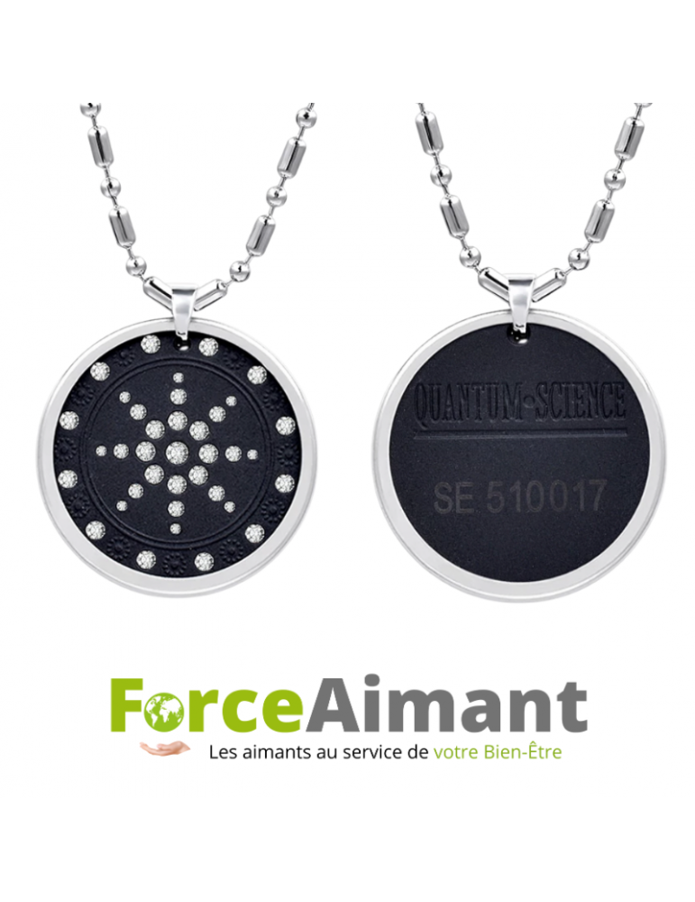 Collier pendentif Pierre de Lave et strass