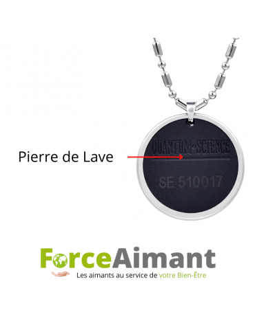 Collier pendentif Pierre de Lave et strass