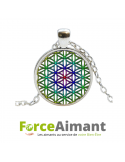 Collier fleur de vie dôme en verre 3D