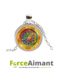 Collier fleur de vie dôme en verre 3D