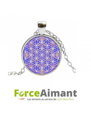 Collier fleur de vie dôme en verre 3D