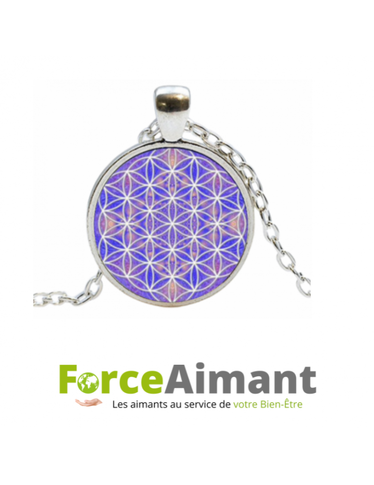 Collier fleur de vie dôme en verre 3D