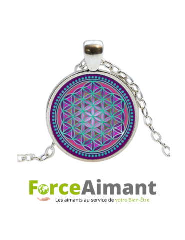 Collier fleur de vie dôme en verre 3D