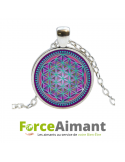 Collier fleur de vie dôme en verre 3D