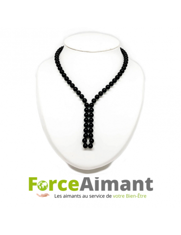 Collier billes 100 % magnétique noir - Multi-position