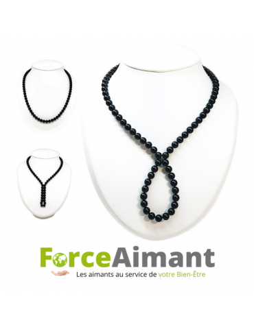 Collier billes 100 % magnétique noir - Multi-position