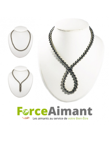 Collier billes 100 % magnétique métal - Multi-position