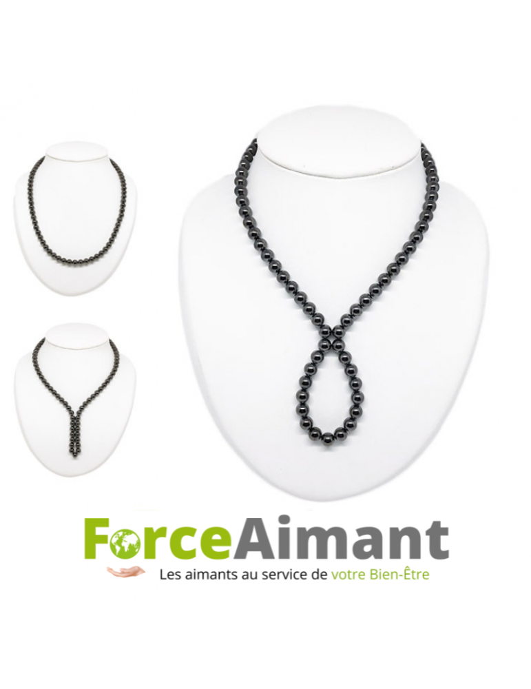 Collier billes 100 % magnétique nacré - Multi-position