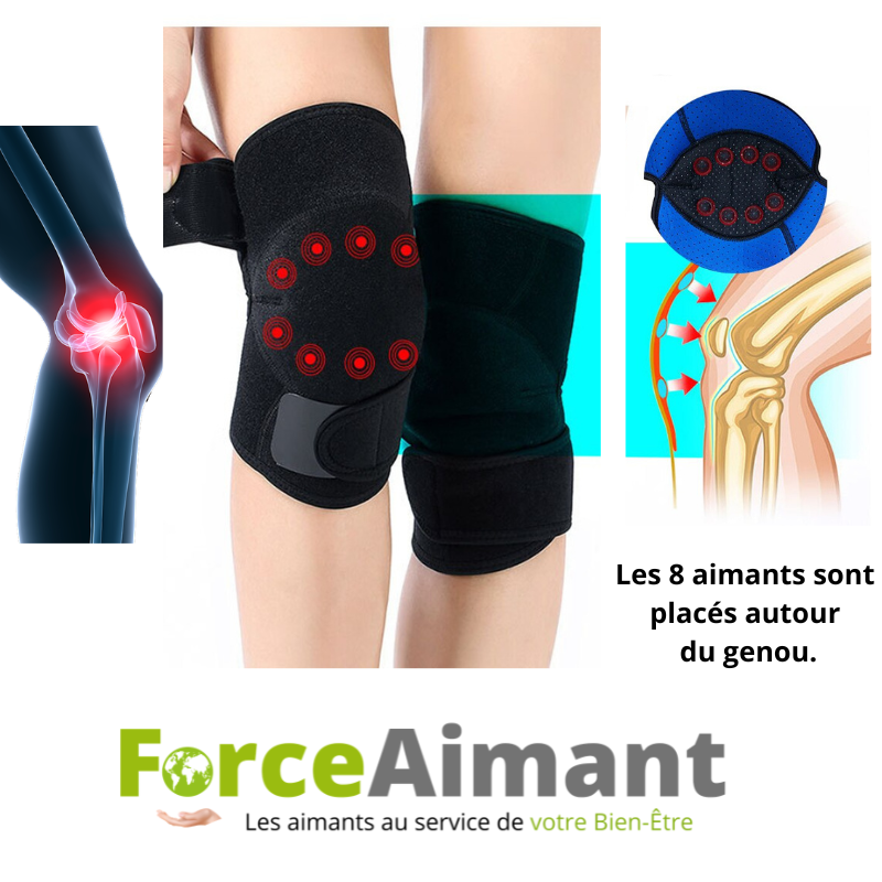 Personne portant une genouillère magnétique 8 aimants pour le soutien du genou.