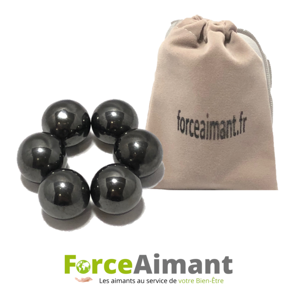 Hématite magnétique 6 boules pour favoriser le bien-être et l'équilibre énergétique.