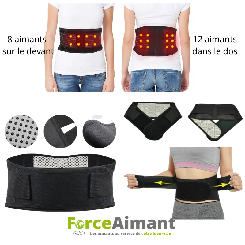 Personne portant une ceinture magnétique 16 aimants au niveau des lombaires
