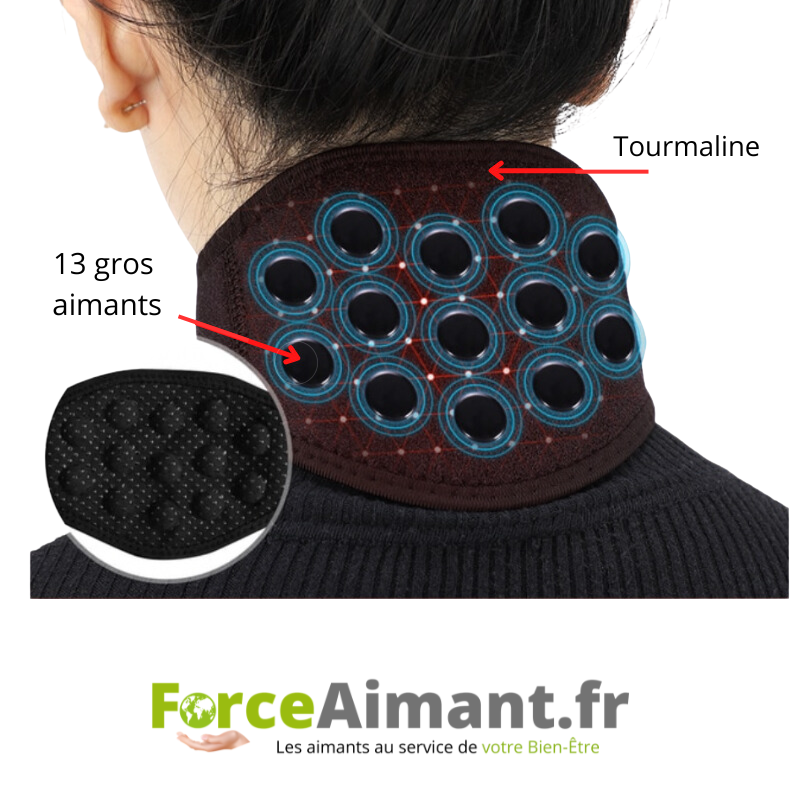 Collier cervical magnétique 13 aimants conçu pour le confort et le soutien du cou.