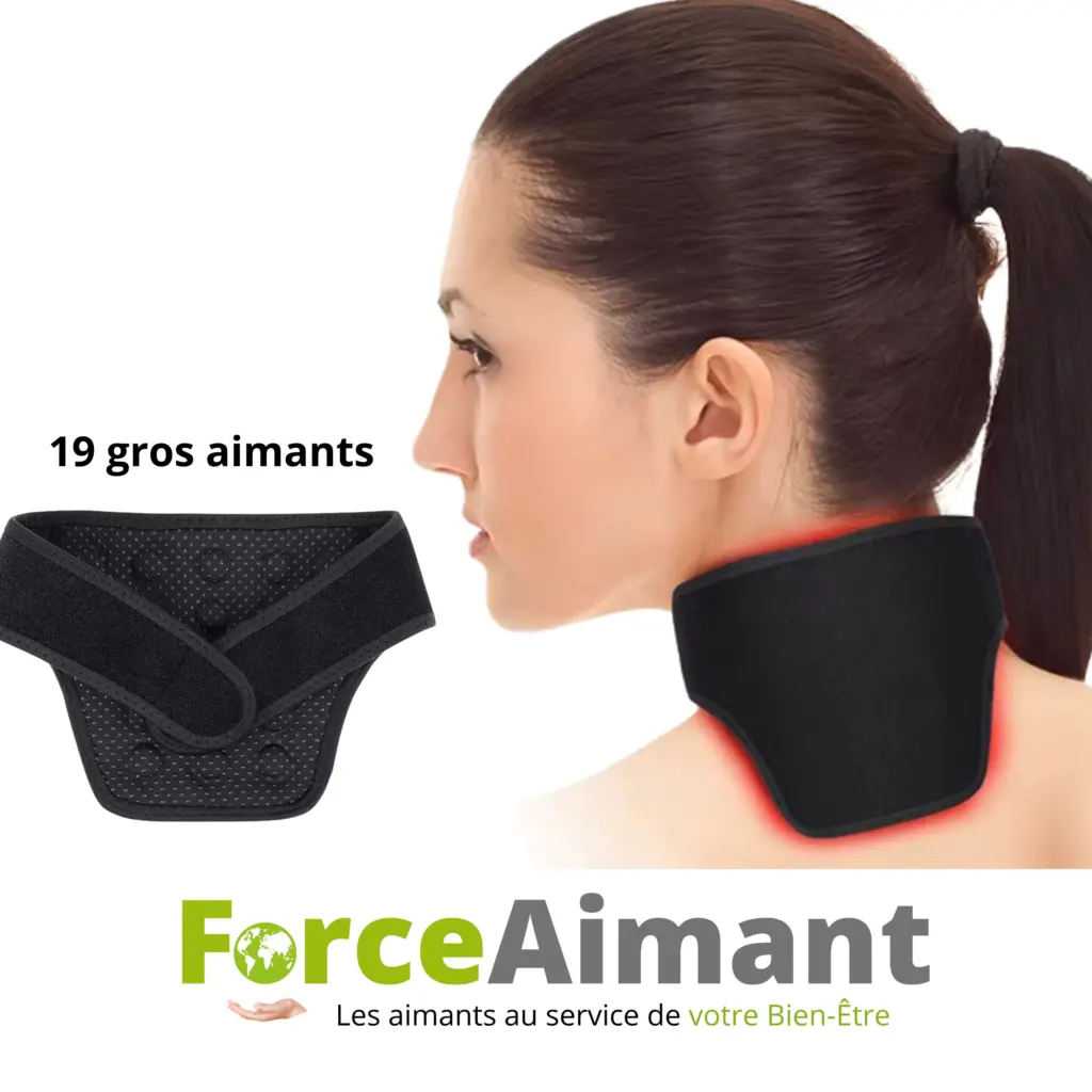 Collier cervical magnétique 19 aimants pour le maintien et le confort de la nuque.