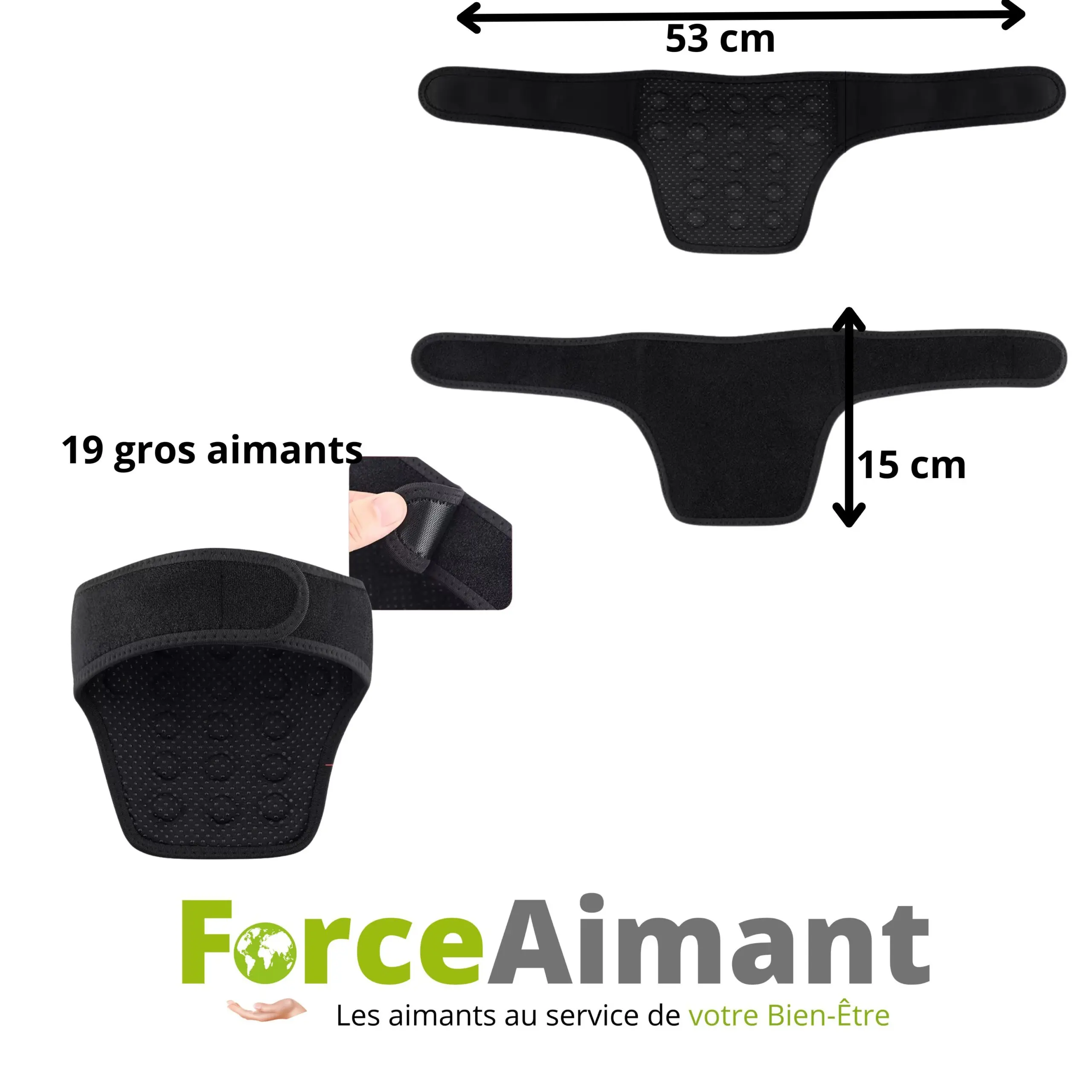 Détail des 19 aimants intégrés dans le collier cervical magnétique.