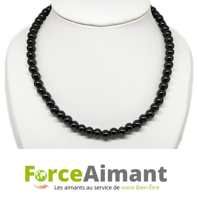Collier Hématite Magnétique Olympe au design élégant avec perles en hématite magnétique.
