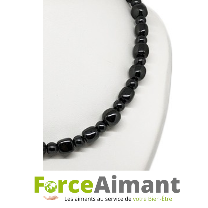 Détail des perles du Collier Univers Magnétique Planète avec finition brillante.