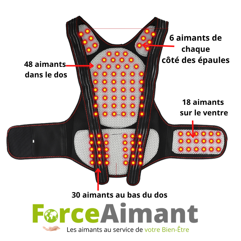 Redresse-dos magnétique 108 aimants présenté sur fond blanc