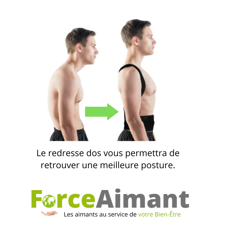 Personne portant un redresse-dos magnétique 108 aimants vu de profil.