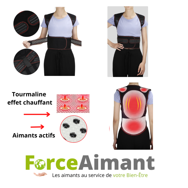 Détail des 108 aimants intégrés au redresse-dos magnétique.