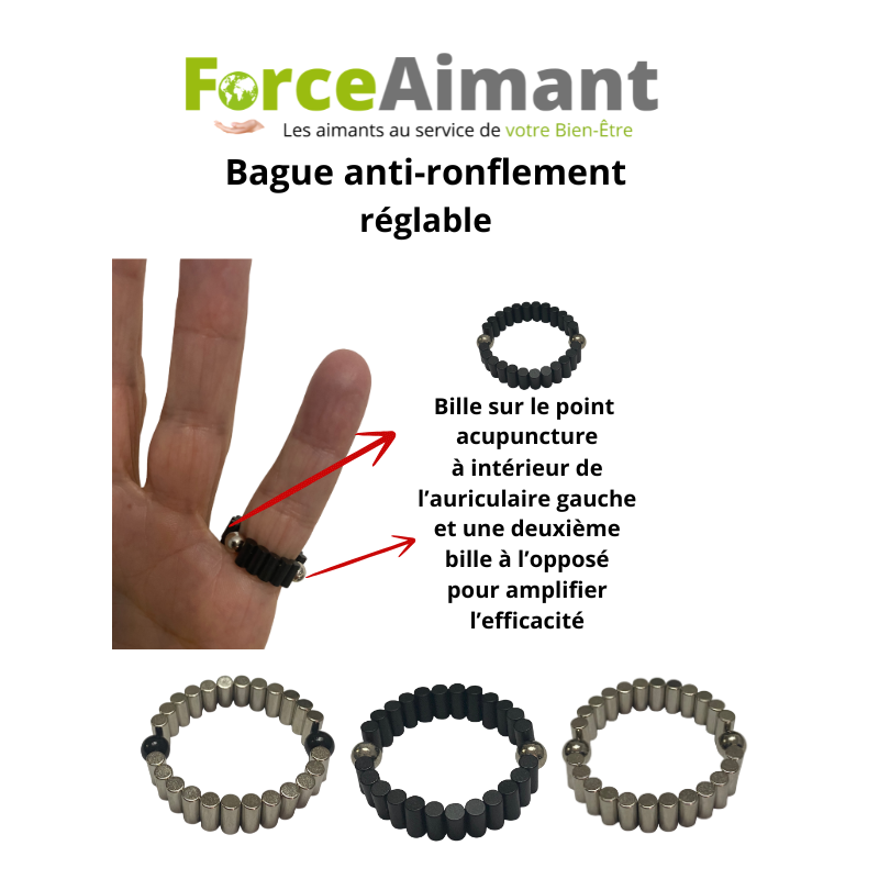 Bague anti ronflement 100 % magnétique, trois coloris différents.