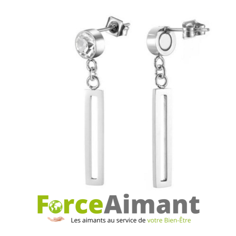 Boucles d'oreilles magnétiques Cristal Élégance en acier inoxydable avec cristal scintillant et aimants intégrés.