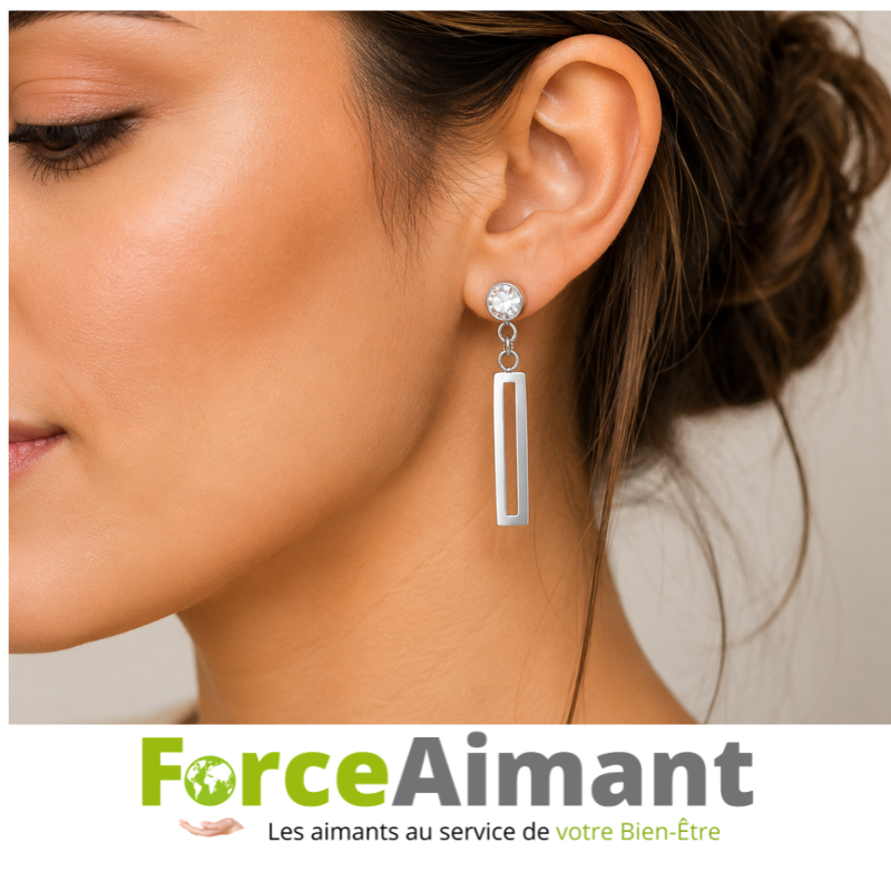 Boucles d'oreilles magnétiques Cristal Élégance en acier inoxydable avec cristal scintillant et aimants intégrés.