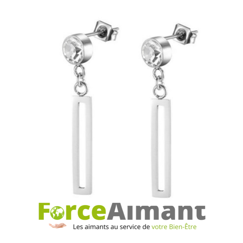 Boucles d'oreilles magnétiques Cristal Élégance en acier inoxydable avec cristal scintillant et aimants intégrés.