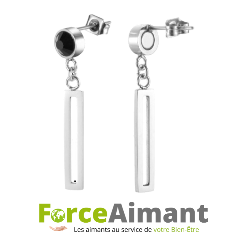 Boucles d'oreilles magnétiques strass noirs élégance pour magnétothérapie.